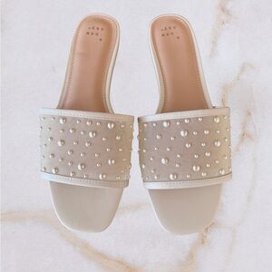 a new day Cream Pearl Slide Sandals
